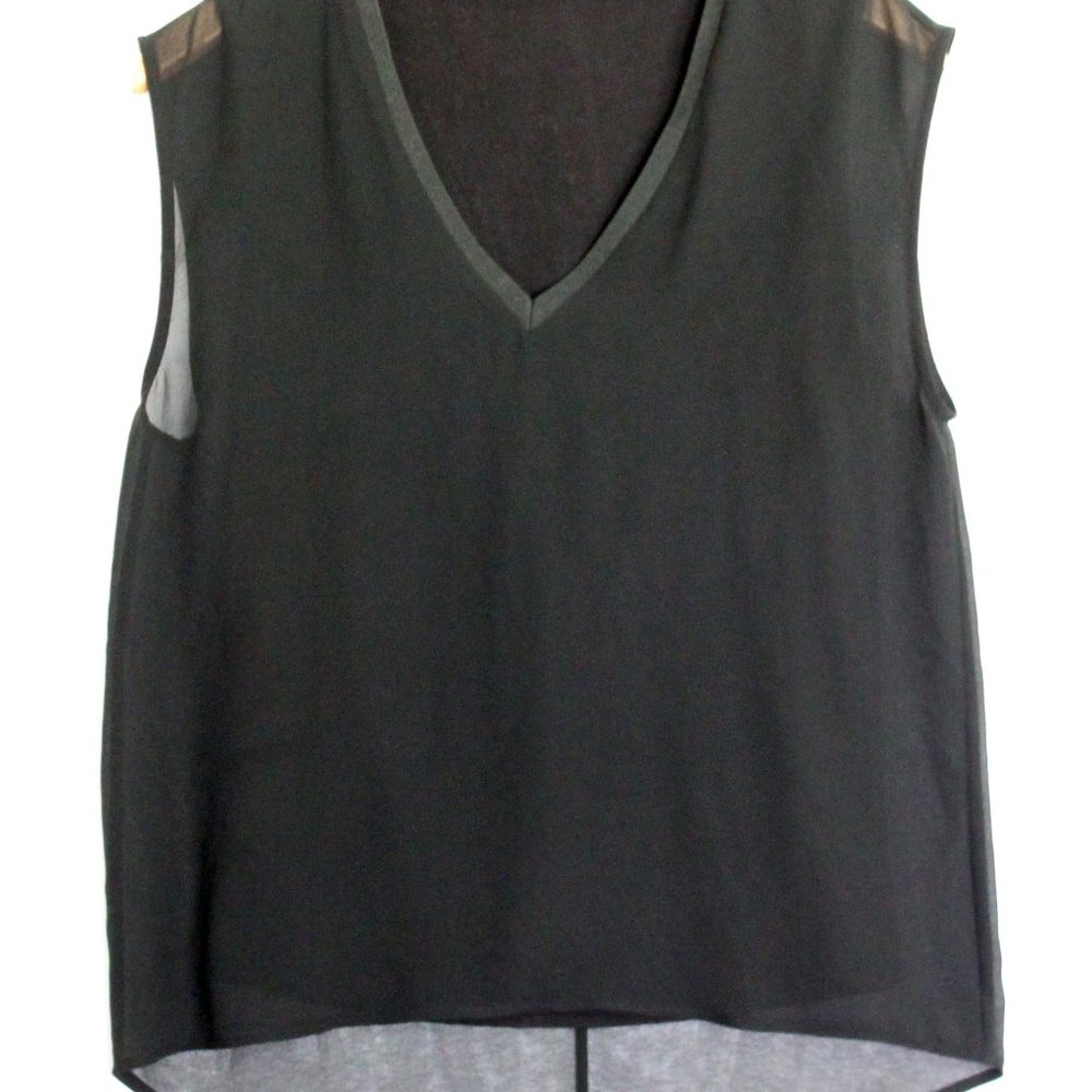Zara Black Sleeveless Top w/Sheer Overlay XS